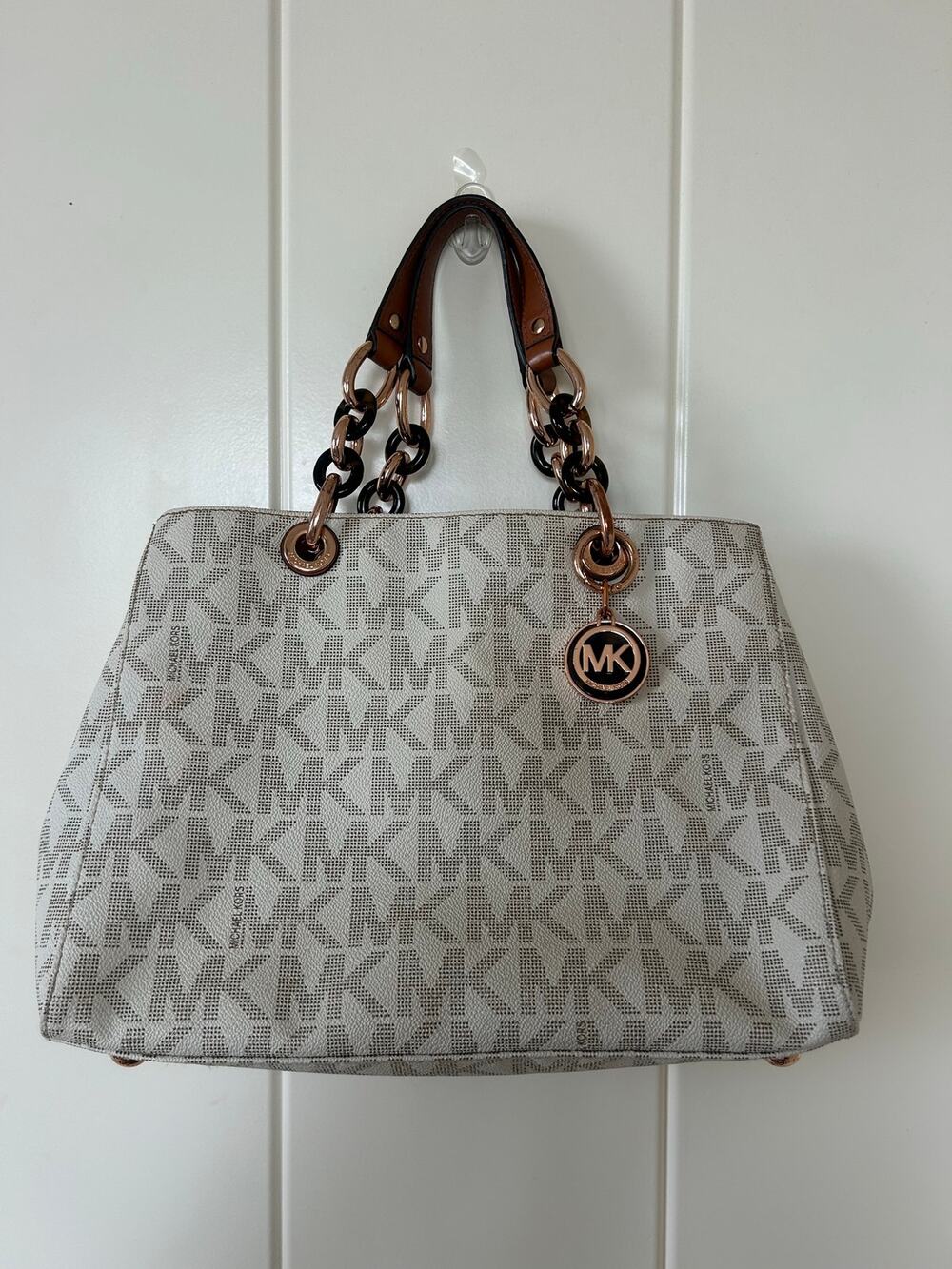 Michael Kors Cynthia MK Signature Monogram Satchel Handbag